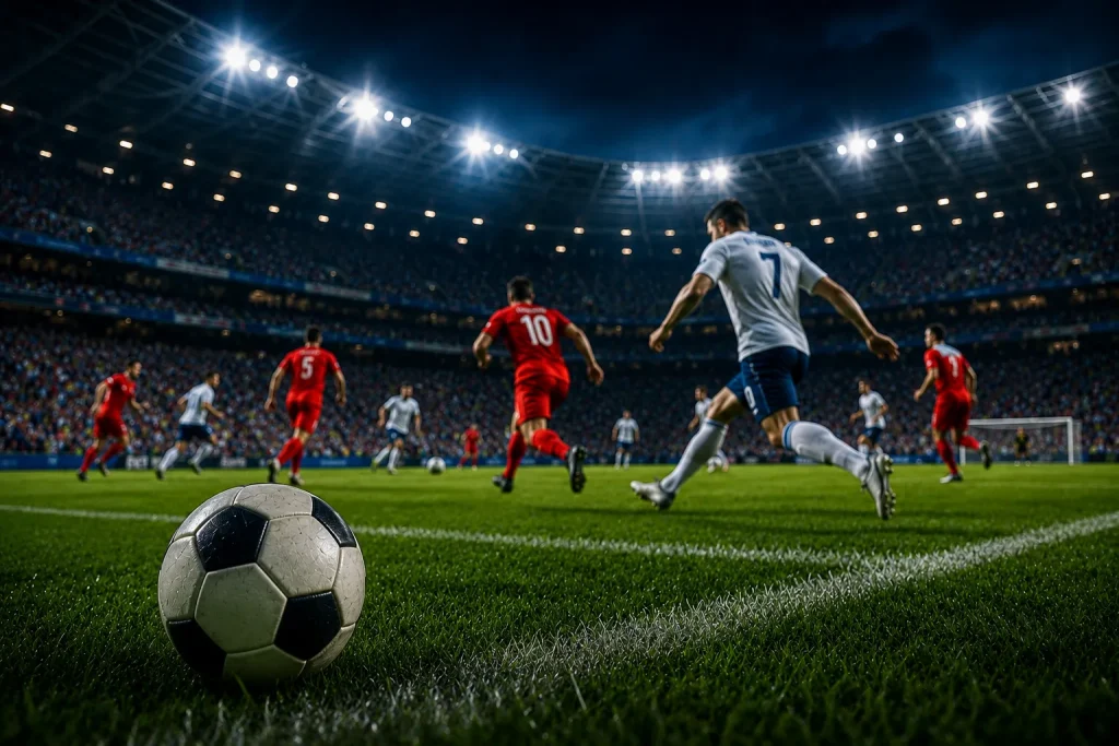 world cup ph.com Exciting football match under stadium lights