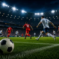 world cup ph.com Exciting football match under stadium lights